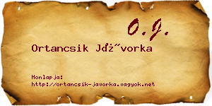Ortancsik Jávorka névjegykártya